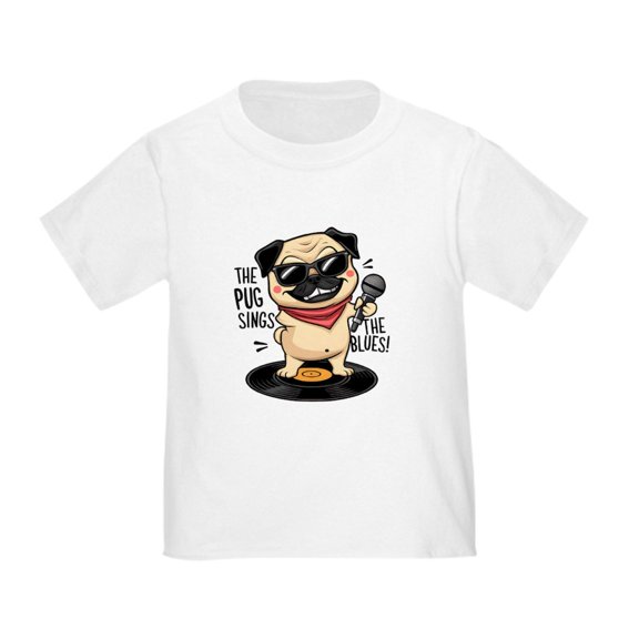 CafePress - The Pug Sings The Blues Toddler T Shirt - Cute Toddler T-Shirt, 100% Cotton