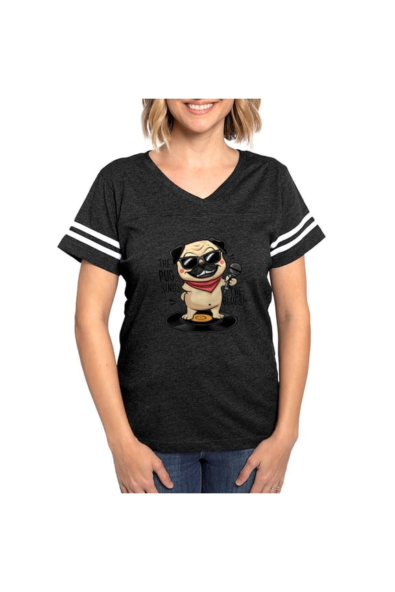 - The Pug Sings The Blues Women's Football T Shirt - Womens Football Shirt
