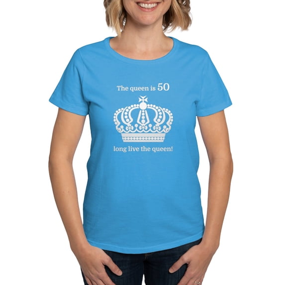 CafePress - The Queen Is 50 Long Live The T Shirt - Women's Traditional Fit Dark T-Shirt
