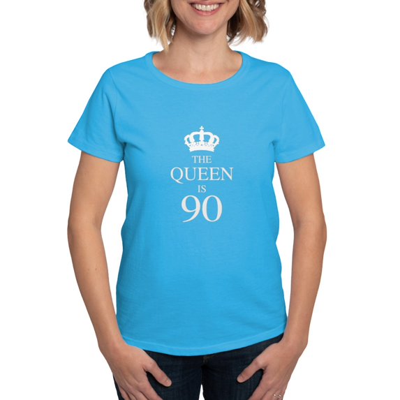 CafePress - The Queen Is 90 T Shirt - Women's Traditional Fit Dark T-Shirt