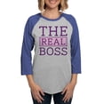 thumbnail image 1 of CafePress - The Real Boss - Womens Baseball Tee, 1 of 4
