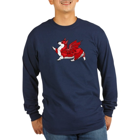 CafePress - The Red Corgon Plain Long Sleeve Dark T Shirt - Long Sleeve Dark T-Shirt
