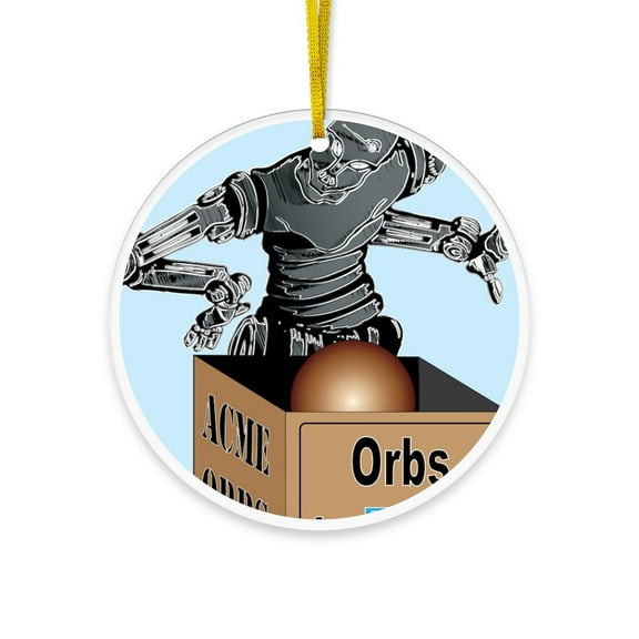CafePress - The Robot And The Orb. Circle Ornament - Acrylic Circle Christmas Ornament