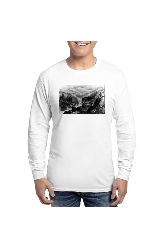 - The Route To California Truckee River Sierra Nev - Unisex Cotton Long Sleeve T-Shirt