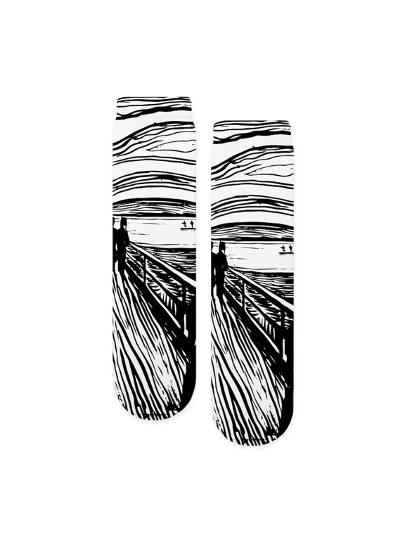 - The Scream - Unisex Novelty Printed Crew Adult Socks