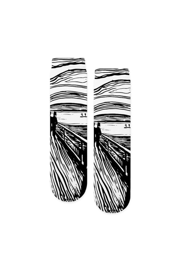 - The Scream - Unisex Novelty Printed Crew Adult Socks