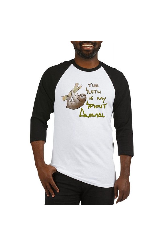 - The Sloth Is My Spirit Animal Baseball Jersey - Cotton Baseball Jersey, 3/4 Raglan Sleeve Shirt
