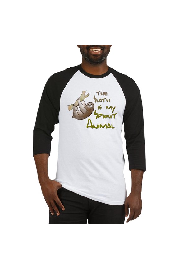 - The Sloth Is My Spirit Animal Baseball Jersey - Cotton Baseball Jersey, 3/4 Raglan Sleeve Shirt
