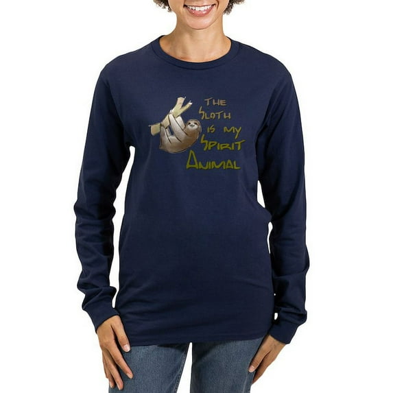 CafePress - The Sloth Is My Spirit Animal Long Sleeve T Shirt - Women's Long Sleeve Graphic Tee Casual Fit