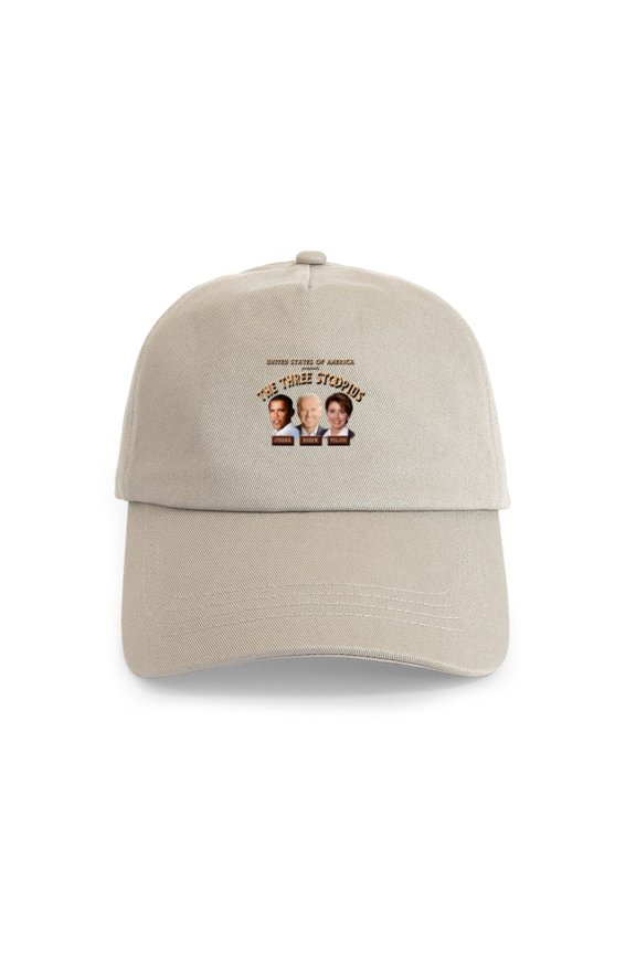 - The Three Stoopids Cap - Adjustable 100% Brushed Unisex Casual Cotton Baseball Cap, Beige, 1