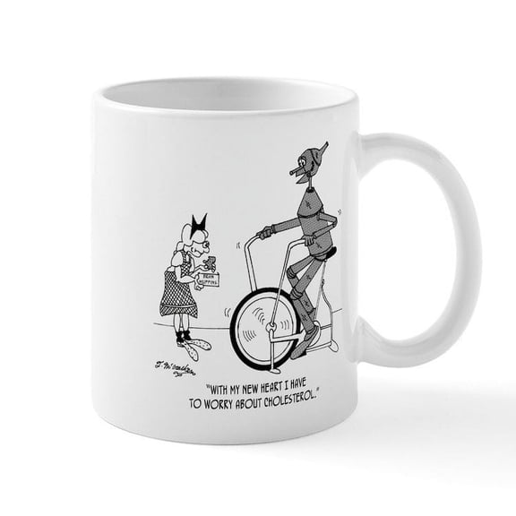 CafePress - The Tin Man Worries About Cholesterol Mug - 11 oz Ceramic Mug - Novelty Coffee Tea Cup