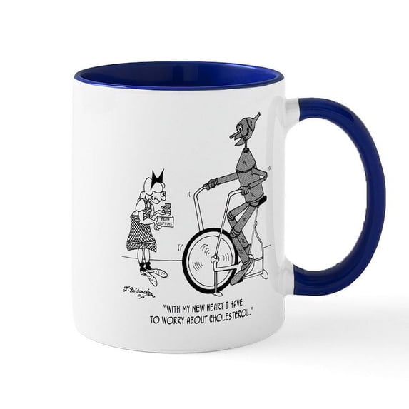 CafePress - The Tin Man Worries About Cholesterol Mug - 11 oz Ceramic Mug - Novelty Coffee Tea Cup