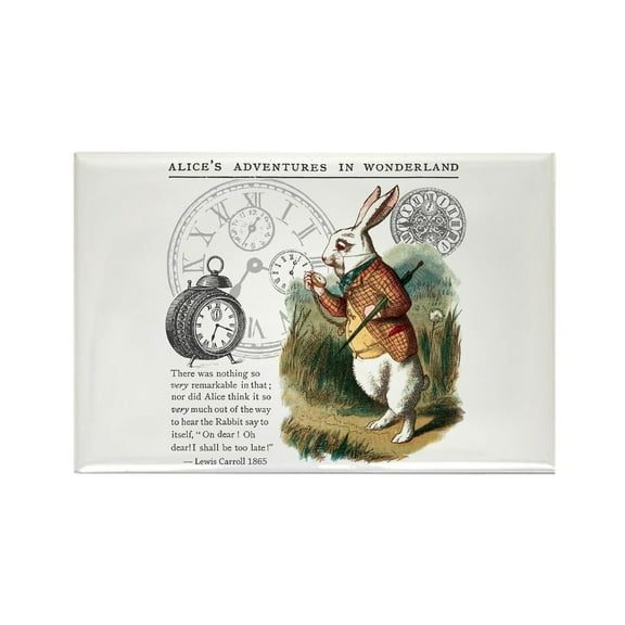 CafePress - The White Rabbit Alice In Wonderland Tile Coaster - Rectangle Magnet, 2"x3" Refrigerator Magnet