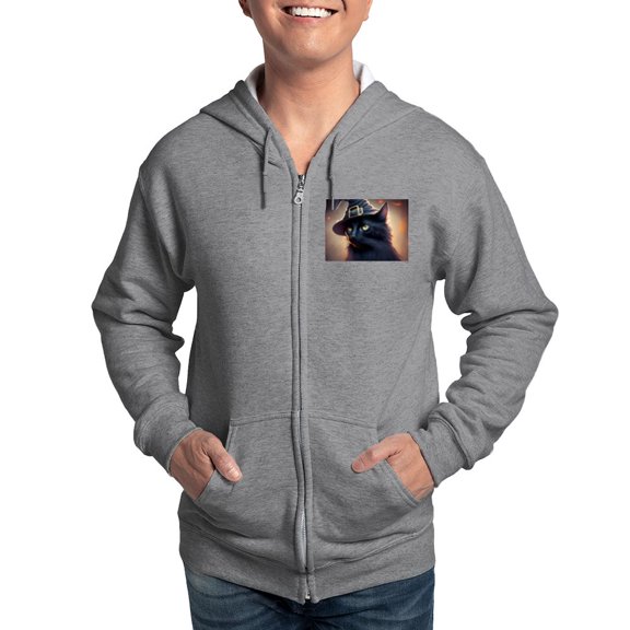CafePress - The Witch's Familiar Men's Zip Up Hoodie - Zip Hoodie, Classic Hooded Sweatshirt with Metal Zipper