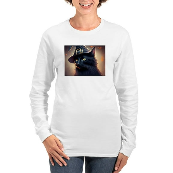 CafePress - The Witch's Familiar Women's Long Sleeve T Shirt - Women's Long Sleeve Graphic Casual T-Shirt