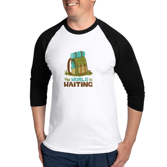 CafePress - The World Is Waiting Baseball Jersey - Cotton Baseball Jersey, 3/4 Raglan Sleeve Shirt