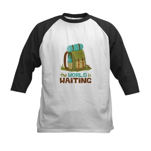 CafePress - The World Is Waiting Baseball Jersey - Kids Cotton Baseball Jersey, 3/4 Sleeve Shirt