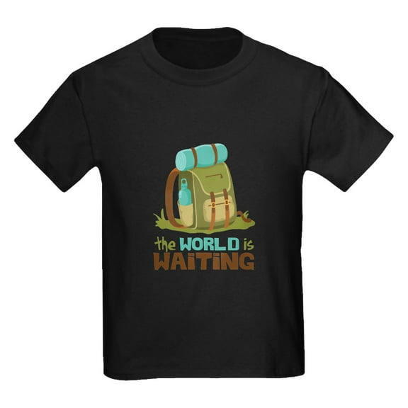 CafePress - The World Is Waiting T Shirt - Dark T-Shirt Kids XS-XL