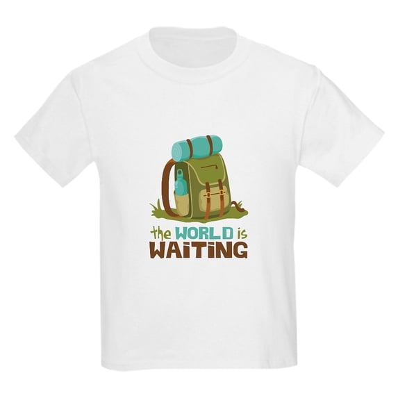 CafePress - The World Is Waiting T Shirt - Light Classic Kids Graphic, Short Sleeve T-Shirt, Sizes XS-XL