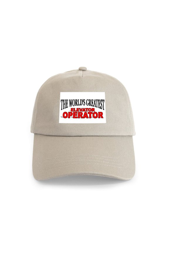 - The World's Greatest Elevator Operator Cap - Adjustable 100% Brushed Unisex Casual Cotton Baseball Cap, Beige, 1