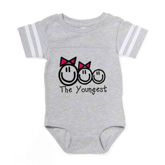 CafePress - The Youngest Of 3 Siblings (Girl, Girl, Boy) - Cute Infant Baby Football Bodysuit