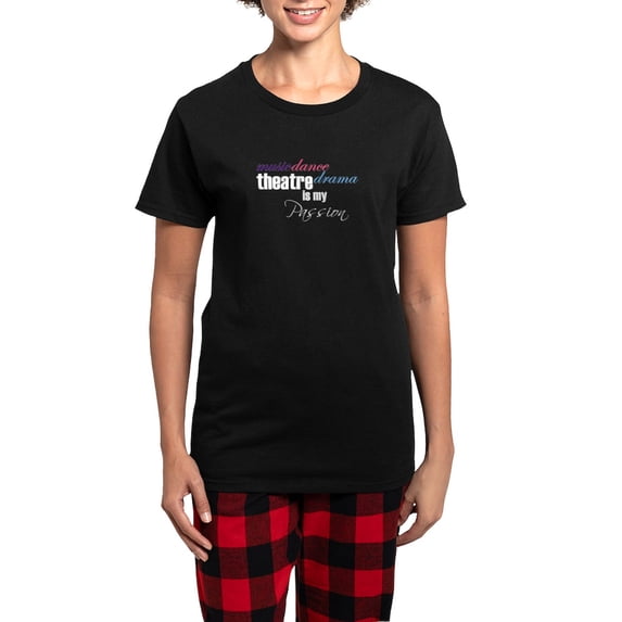 CafePress - Theatre Is My Passion Pajamas - Women's Short Sleeve Print T-Shirt and Pants Dark Cotton Pajama Set