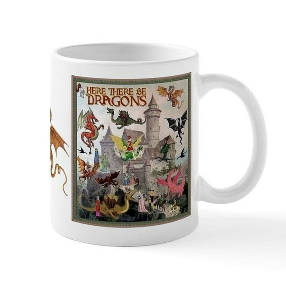 CafePress - There Be Dragons Mug Mugs - 11 oz Ceramic Mug - Novelty Coffee Tea Cup