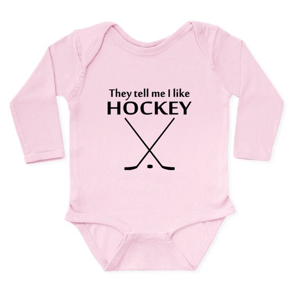 CafePress - They Tell Me I Like Hockey Body Suit - Long Sleeve Cotton Baby Bodysuit