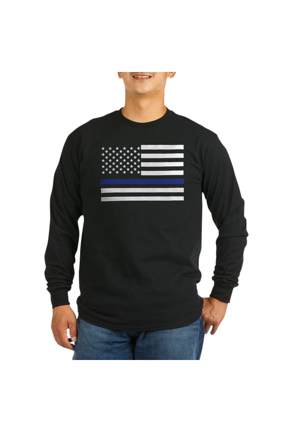 - Thin Blue Line Long Sleeve T Shirt - Long Sleeve Dark T-Shirt