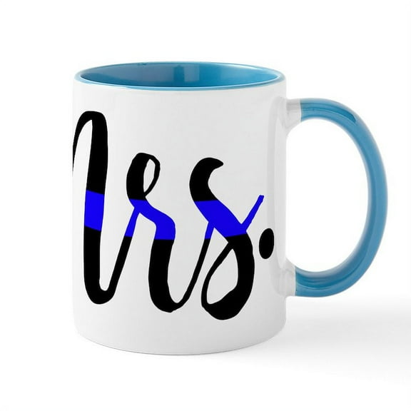 CafePress - Thin Blue Line The Mrs - 11 oz Ceramic Mug - Novelty Coffee Tea Cup