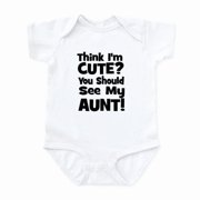 CafePress - Think I'm Cute? Aunt Black Infant Bodysuit - Baby Light Bodysuit, Size Newborn - 24 Months