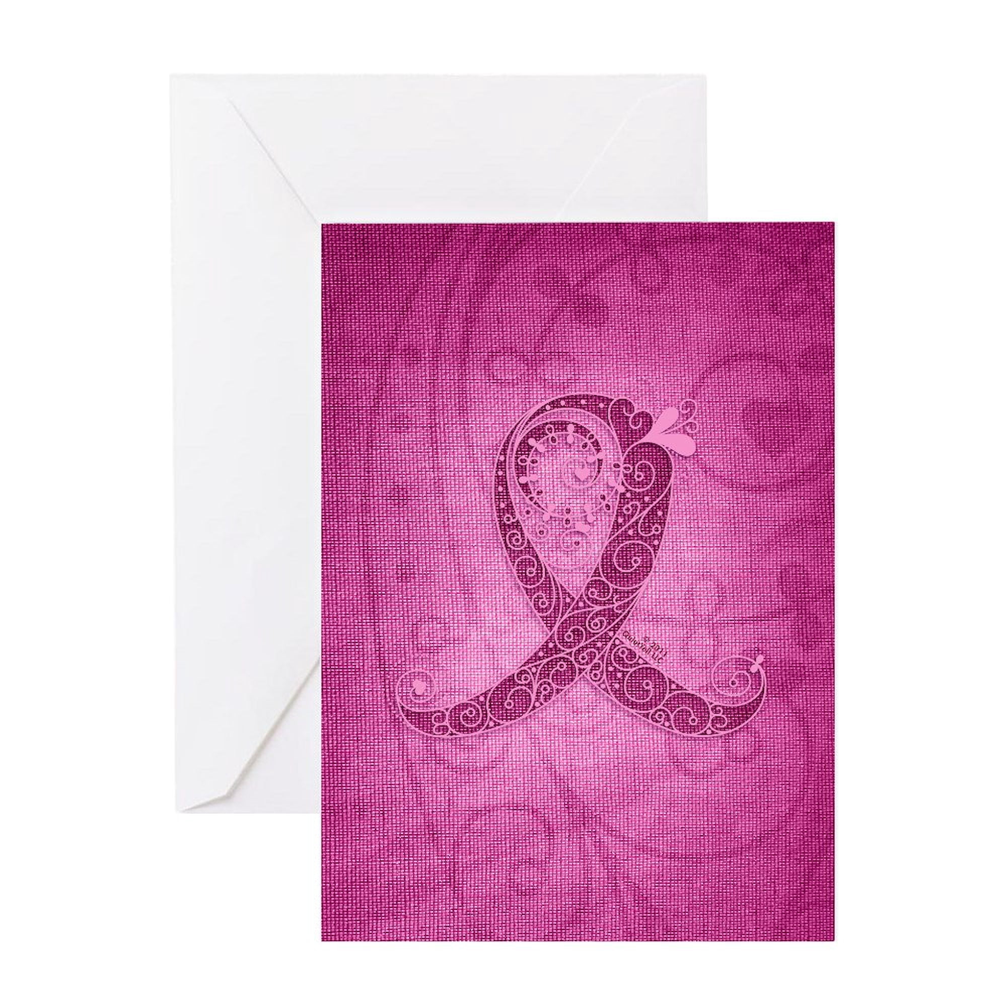 Dk Ribbon CafePress - Think Pink Curly Ribbon DK - Greeting Card, Blank Inside ...