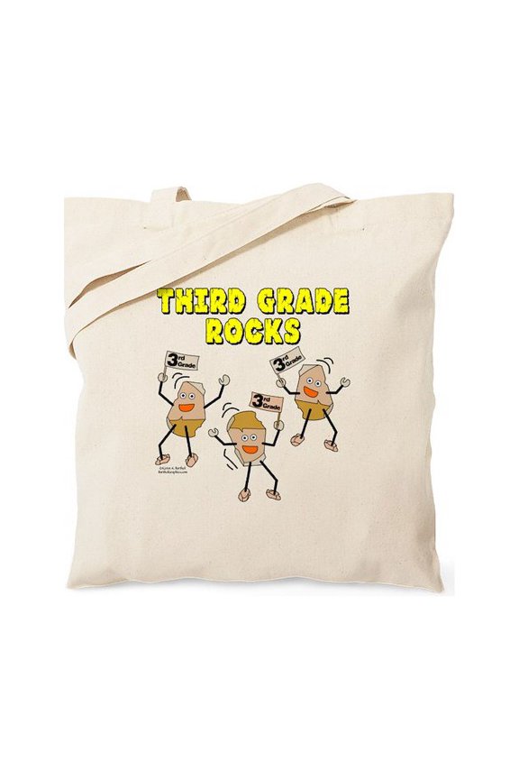 - Third Grade Rocks Tote Bag - Unisex Canvas Tote Bag, Beige, 1-Piece