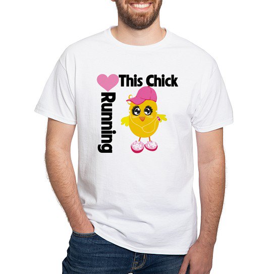 CafePress - This Chick Loves Running White T Shirt - Men's Classic Cotton T-Shirts