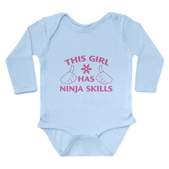 CafePress - This Girl Has Ninja Skills Long Sleeve Infant Body - Long Sleeve Cotton Baby Bodysuit