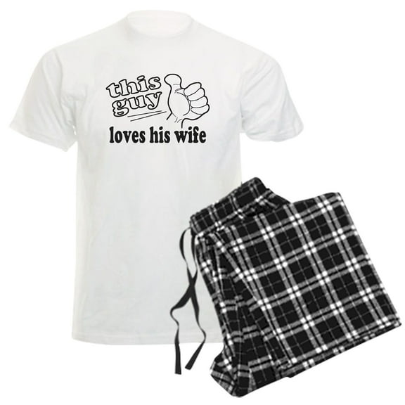 CafePress - This Guy Loves His Wife Men's Light Pajamas - Men's Light Loose Fit Cotton Pajama Set