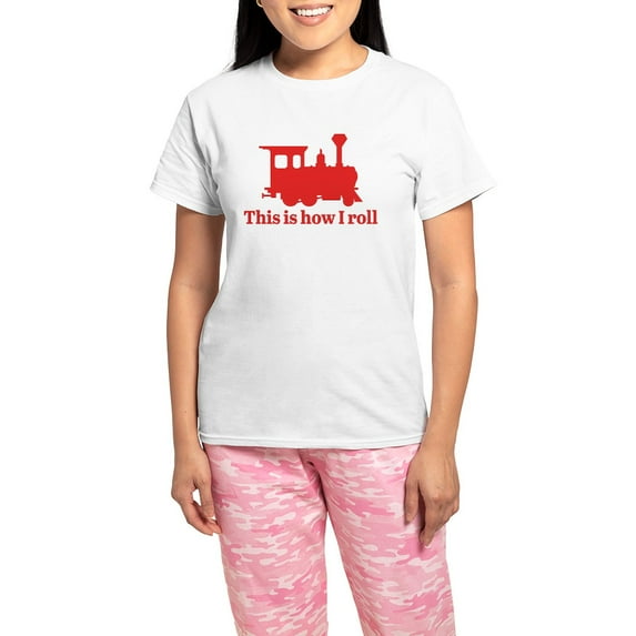 CafePress - This Is How I Roll Women's Light Pajamas - Women's Short Sleeve Print T-Shirt and Pants Light Cotton Pajama Set