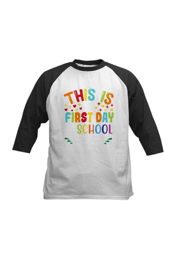 - This Is My First Day Of School Shi Baseball Jersey - Kids Cotton Baseball Jersey, 3/4 Sleeve Shirt