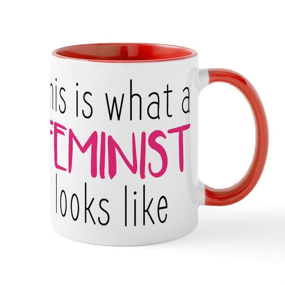 CafePress - This Is What A Feminist Looks Li - 11 oz Ceramic Mug - Novelty Coffee Tea Cup
