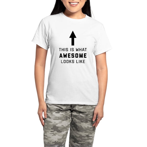 CafePress - This Is What Awesome Looks Women's Light Pajamas - Women's Short Sleeve Print T-Shirt and Pants Light Cotton Pajama Set