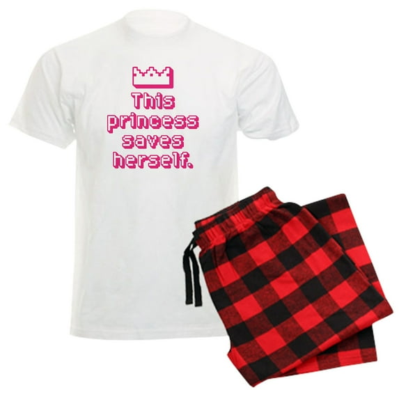 CafePress - This Princess Saves Herself Men's Light Pajamas - Men's Light Loose Fit Cotton Pajama Set