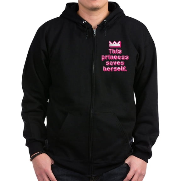 CafePress - This Princess Saves Herself Zip Hoodie (Dark) - Zip Hoodie, Classic Hooded Sweatshirt with Metal Zipper