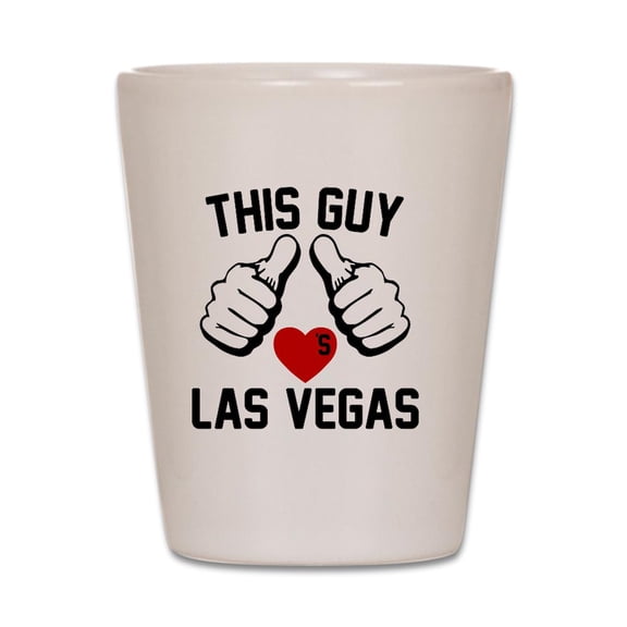CafePress - Thisguy Vegas 1 - White Shot Glass, Unique and Funny Shot Glass