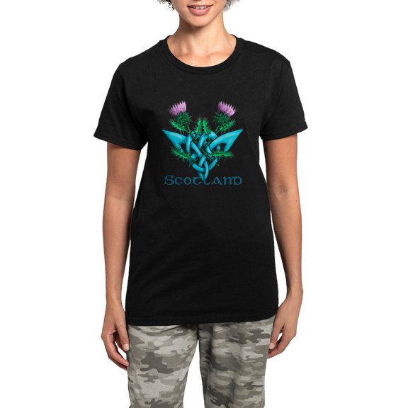 CafePress - Thistles Scotland Women's Dark Pajamas - Women's Short Sleeve Print T-Shirt and Pants Dark Cotton Pajama Set