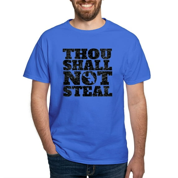 CafePress - Thou Shall Not Steal Baseball Catcher T Shirt - Men's Classic Graphic Cotton T-Shirt