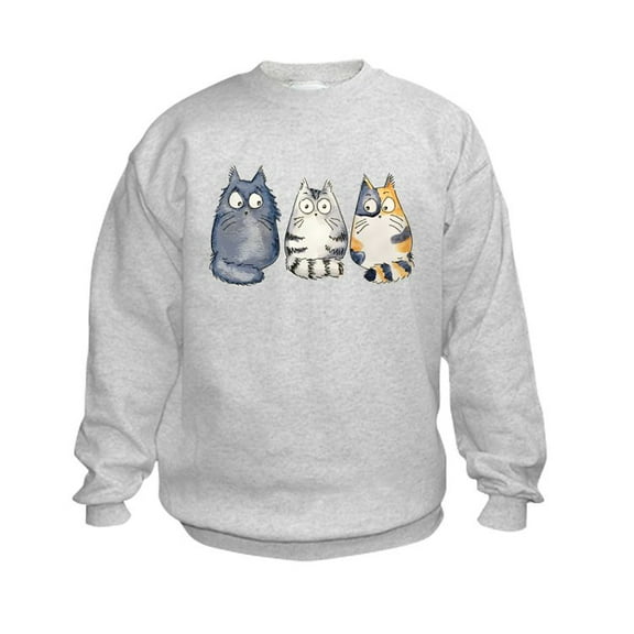 CafePress - Three 3 Cats Kids Sweatshirt - Kids Sweatshirt, Youth Crew Neck Sweatshirt
