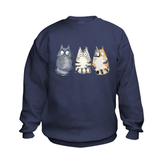 CafePress - Three 3 Cats Kids Sweatshirt - Kids Sweatshirt, Youth Crew Neck Sweatshirt