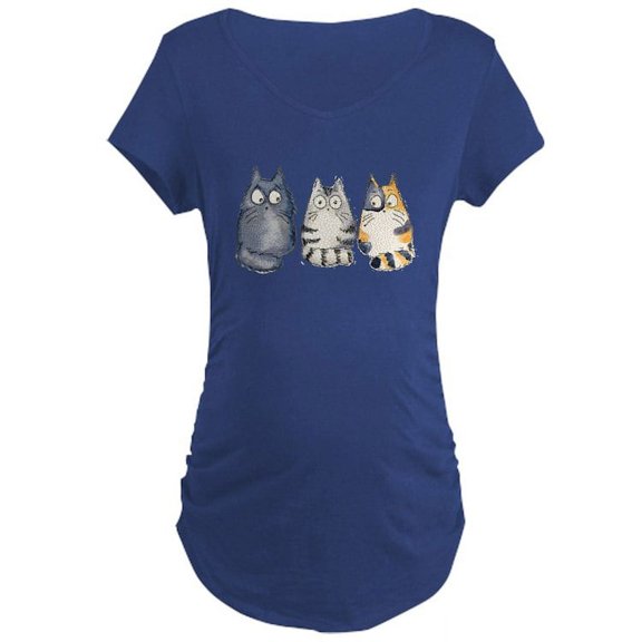 CafePress - Three 3 Cats Maternity Dark T Shirt - Maternity Dark T-Shirt