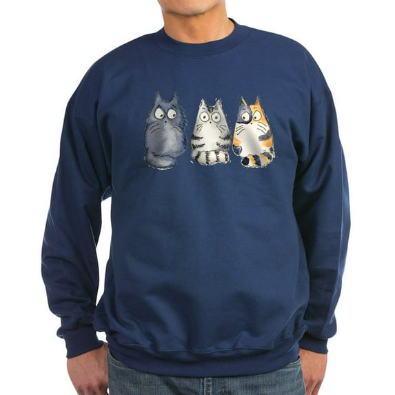 CafePress - Three 3 Cats Sweatshirt (Dark) - Classic Crew Neck Sweatshirt