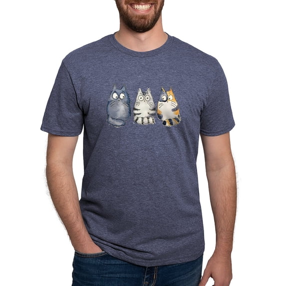 CafePress - Three 3 Cats T Shirt - Mens Tri-blend T-Shirt